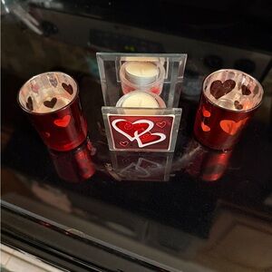 Heart Design Valentines Day Red Candle Holders